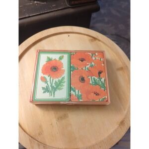 VINTAGE HALLMARK BRIDGE PLAYING CARDs Double Deck POPPY DESIGN
